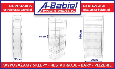 Regał koszykowy 144x60x30 cm, spawany, na kółkach, 6 półek